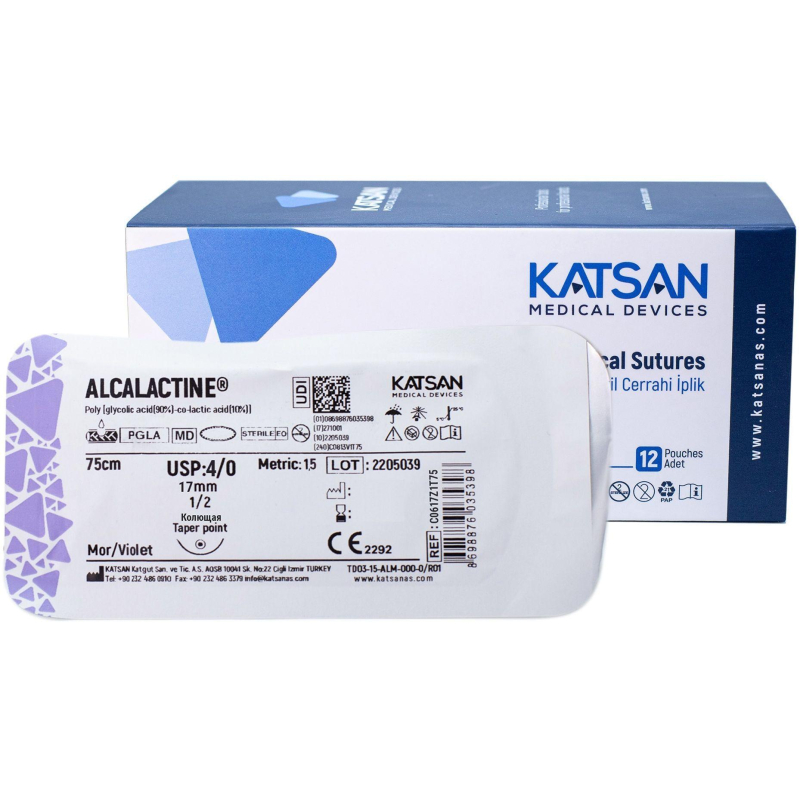 Шовный материал ALCALACTINE 4/0 17 1/2 TAPER POINT кол. 75  уп/12 шт