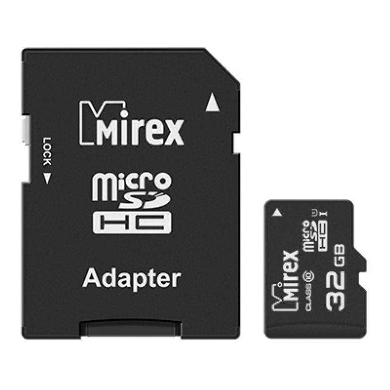 Карта памяти Mirex microSDHC с адапт 32Gb UHS-I/U1/class 10(13613-ADSUHS32)