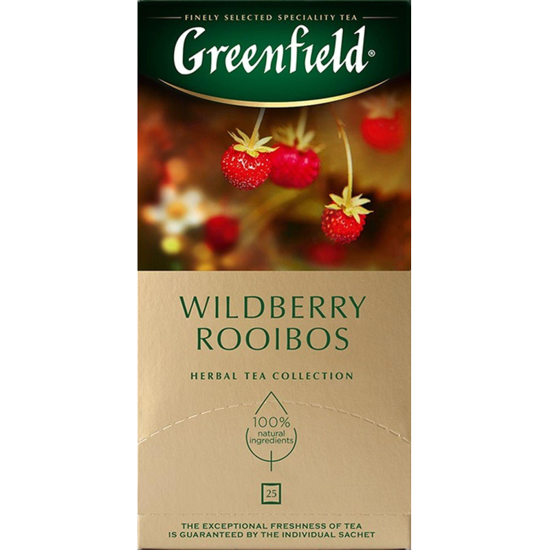 Чай Greenfield Wildberry Rooibos травяной с земляникой и клюквой 25 пакетиков