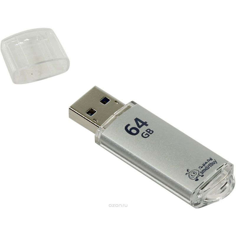 Флеш-память SmartBuy V-Cut 64 Gb USB 2.0 серебристая