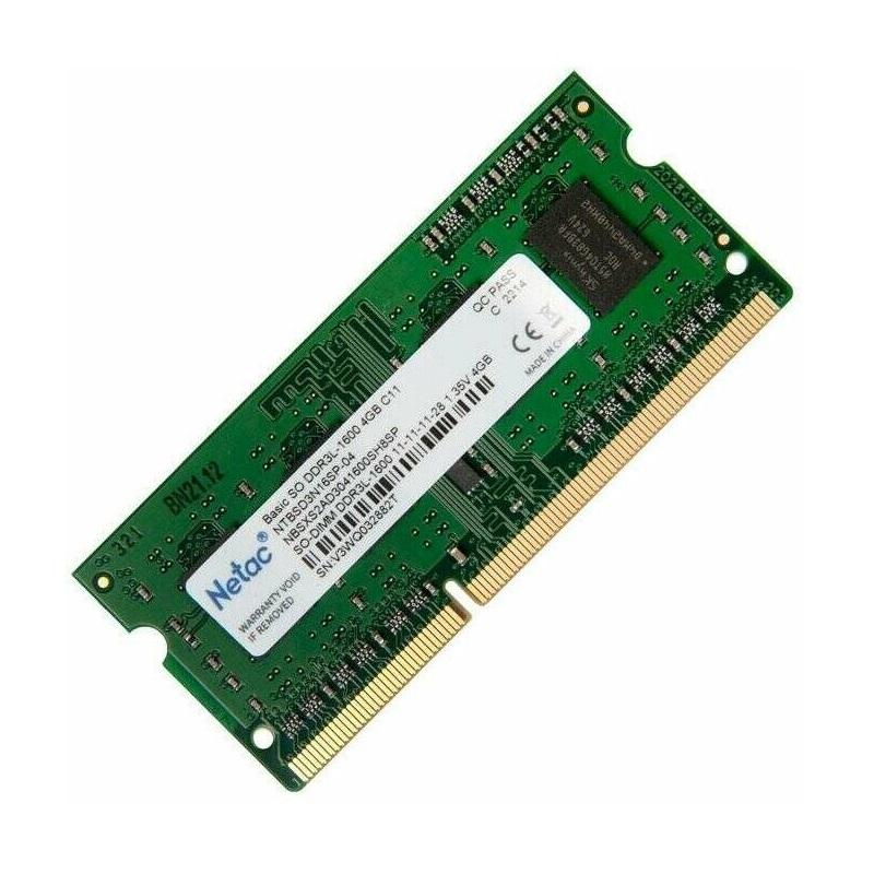 Модуль памяти Netac SO-DIMM DDR3L DIMM 4Gb 1600Mhz CL11 (NTBSD3N16SP-04)