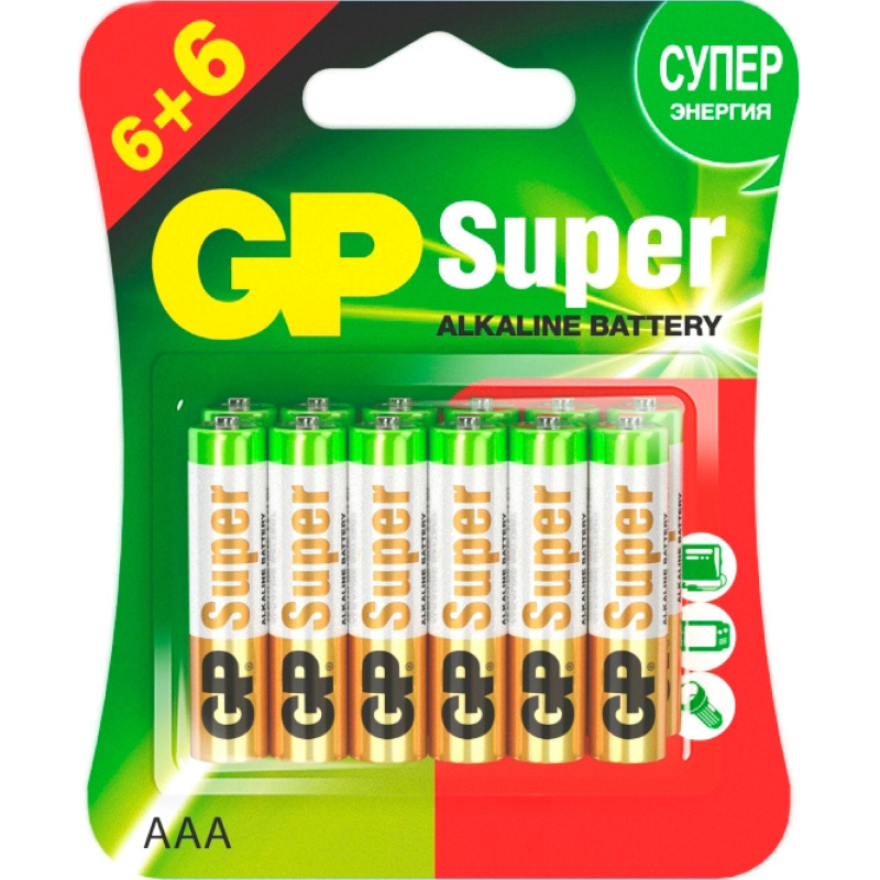 Батарейка AAA мизинчиковая GP Super (12 штук в упаковке)