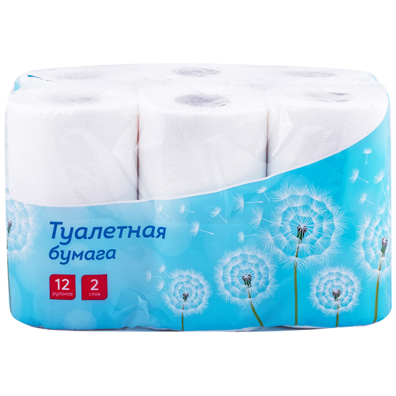 Бумага туалетная OfficeClean 2-х слойн., 12шт., тиснение, белая