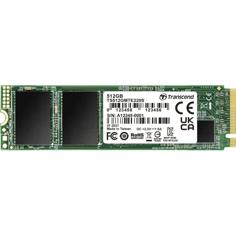 SSD накопитель Transcend MTE220S(TS512GMTE220S), 512GB, M.2,PCIe 3.0 x4