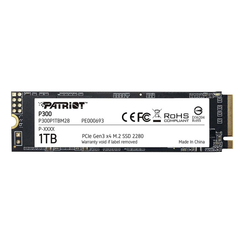 SSD накопитель Patriot P300 1ТБ M.2 2280 PCI-E x4 (P300P1TBM28)