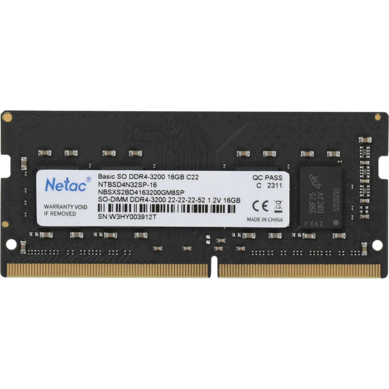 Модуль памяти Netac Basic SODIMM 16GB DDR4-3200 C22(NTBSD4N32SP-16)