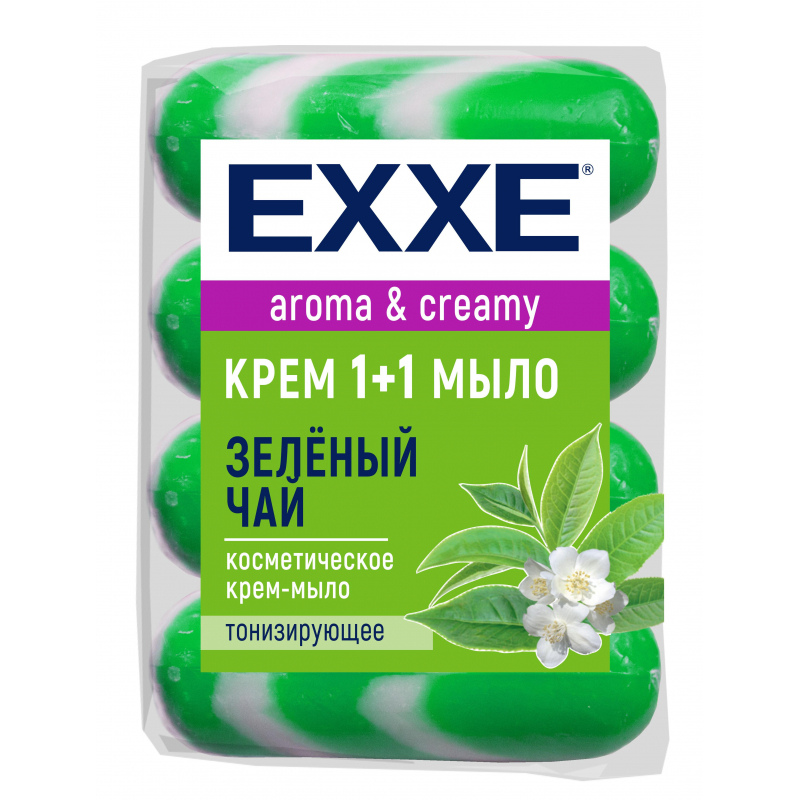 Крем-мыло Exxe 1+1 Зеленый чай 90 г (4 штуки в упаковке)