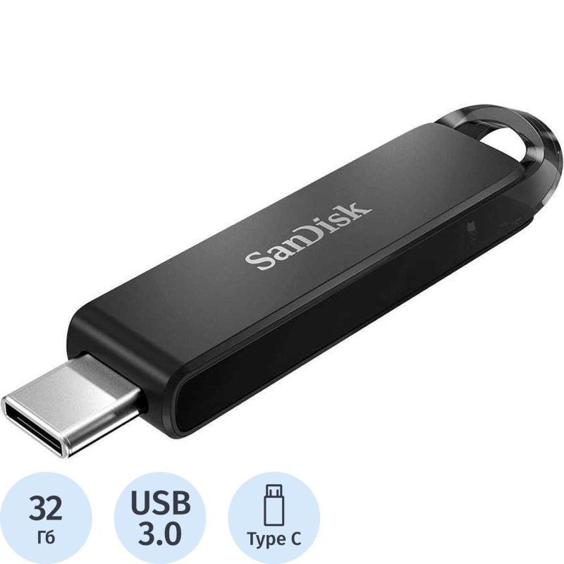 Флеш-память 32GB SanDisk CZ460 Ultra Type-C, USB Type-C, Black