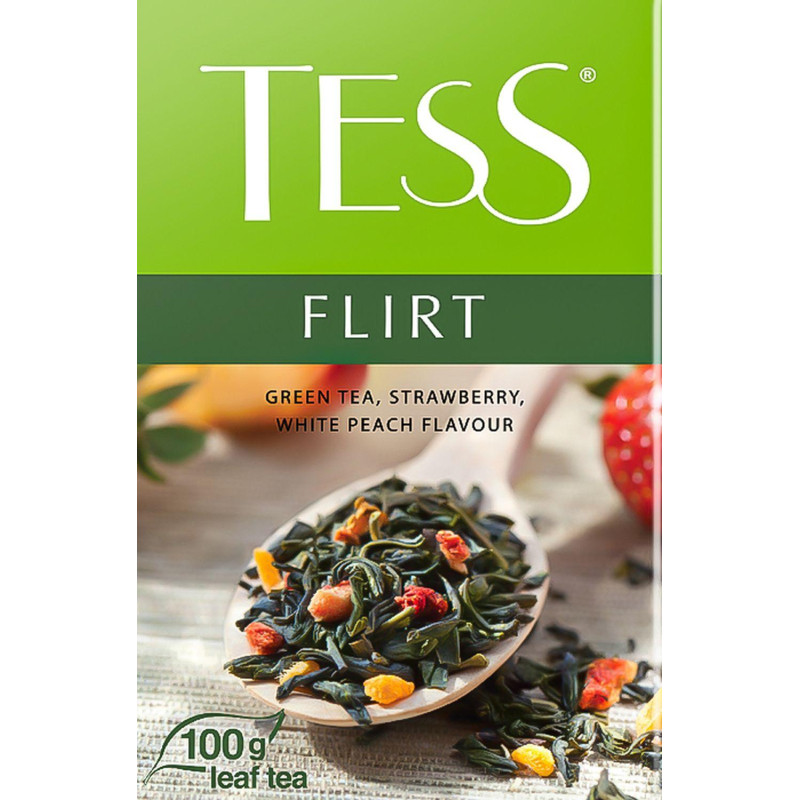 Чай Tess Flirt зеленый с клубникой и персиком 100 г