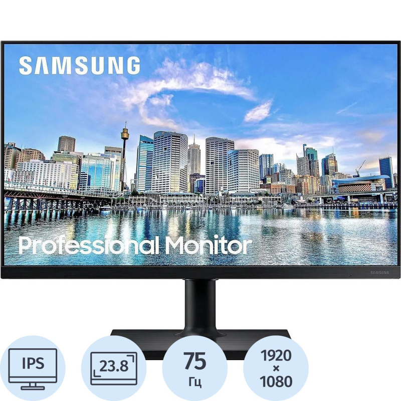 Монитор Samsung (LF24T450FQIXCI)24/FHD/IPS/75Hz/250cd/5ms/HDMI/DP