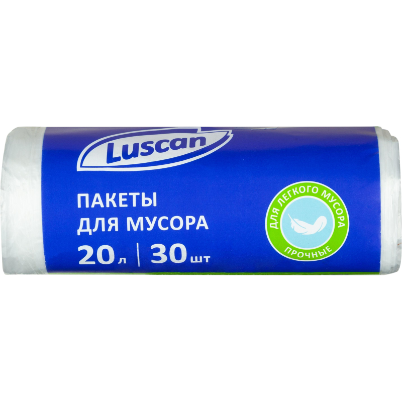 Мешки для мусора ПНД 20л 6мкм 30шт/рул белые 42х50см  Luscan