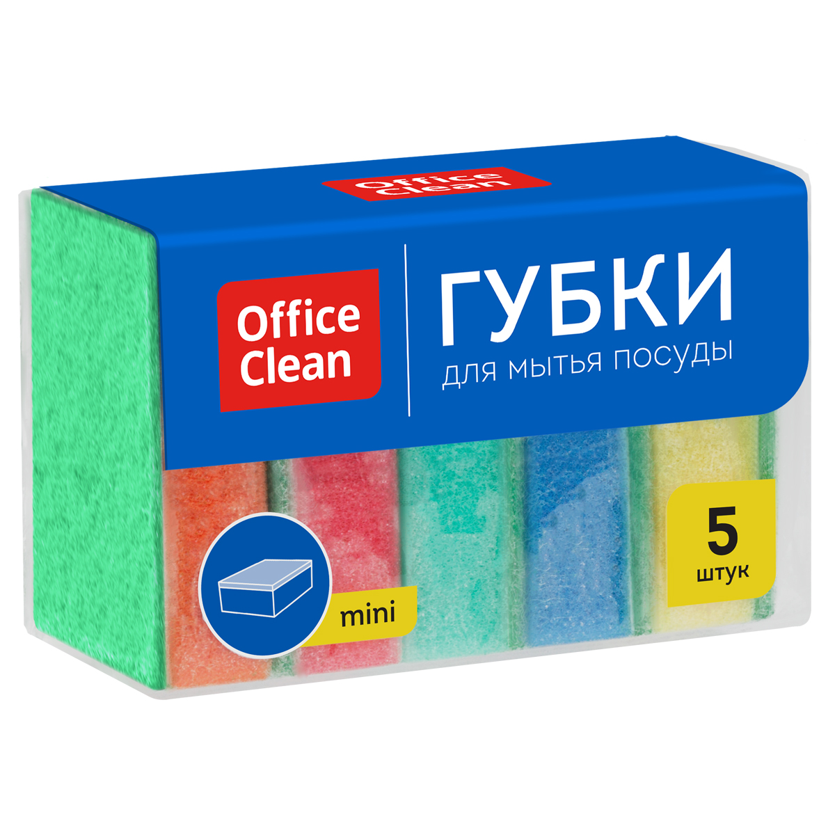 Губки для посуды OfficeClean, поролон с абразивным слоем, 80*53*26мм, 5шт.