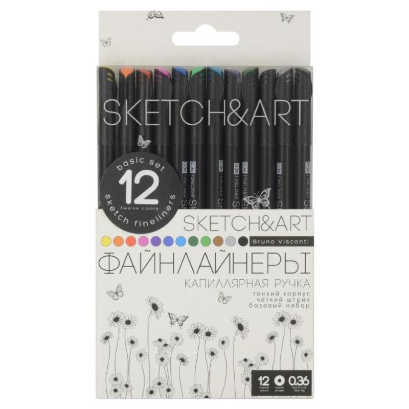 Набор линеров для скетчинга SKETCH&amp;ART BLACK EDITION 0,36мм 12цв 36-0017