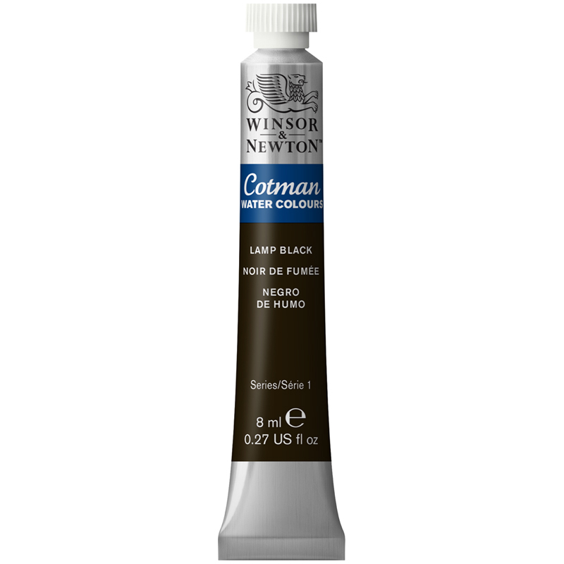 Акварель художественная Winsor&Newton "Cotman", 8мл, туба, сажа газовая