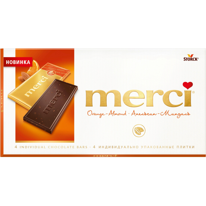 Шоколад Merci Апельсин-миндаль, 100г