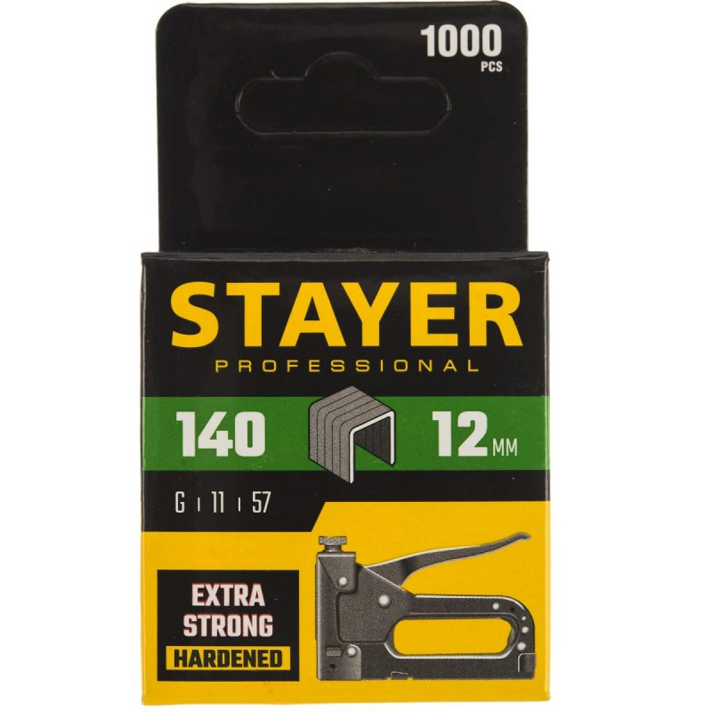 Скобы к степлеру STAYER закал., тип 140, 12мм, 1000шт (31610-12)