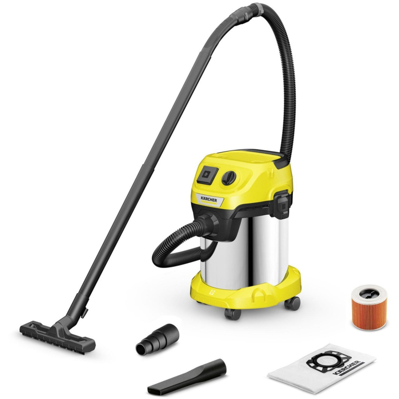 Пылесос строительный Karcher WD 3 P S V-17/4/20 1000Вт, желтый