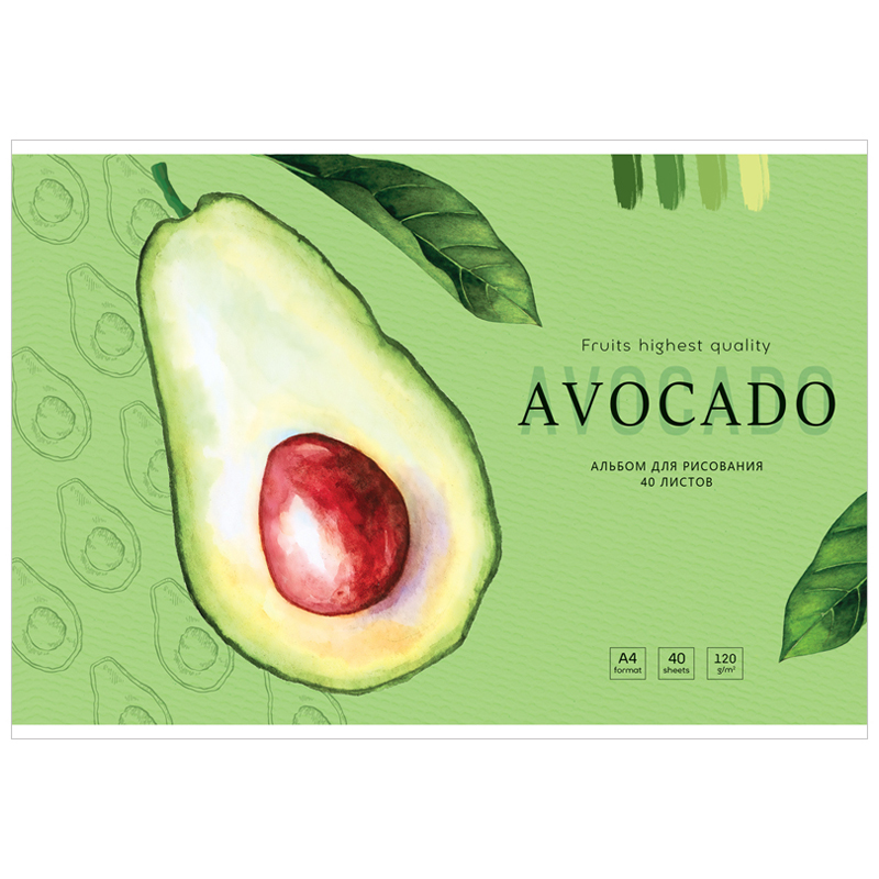 Альбом для рисования 40л., А4, на скрепке Greenwich Line "Avocado", 120г/м2