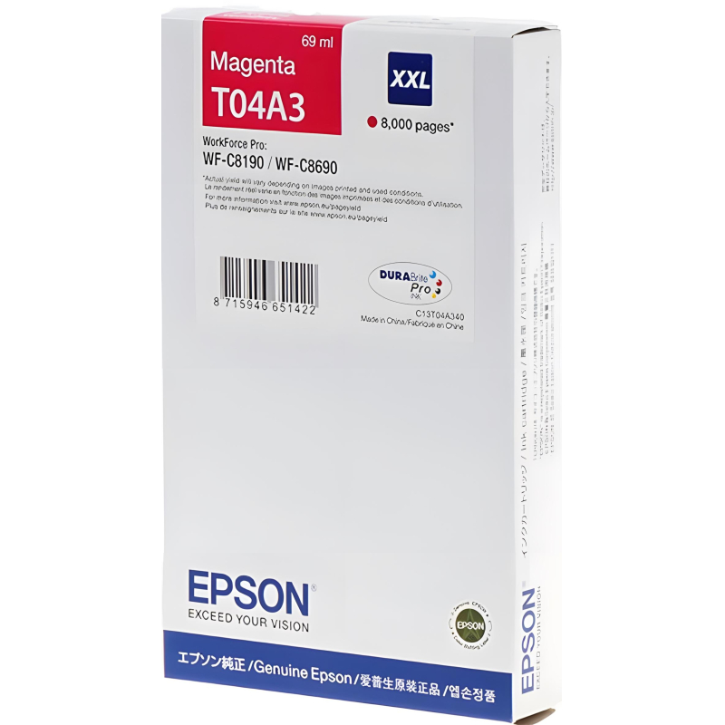 Картридж струйный Epson C13T04A340 пурпур. пов.емк. для WF-C8190/8690