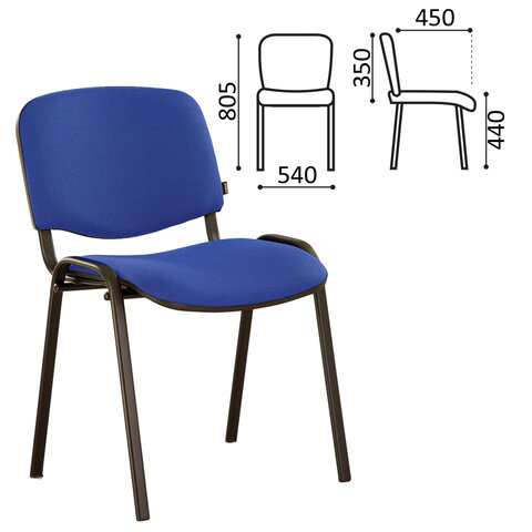Стул для персонала и посетителей BRABIX "Iso CF-005", черный каркас, ткань синяя с черным, 531974