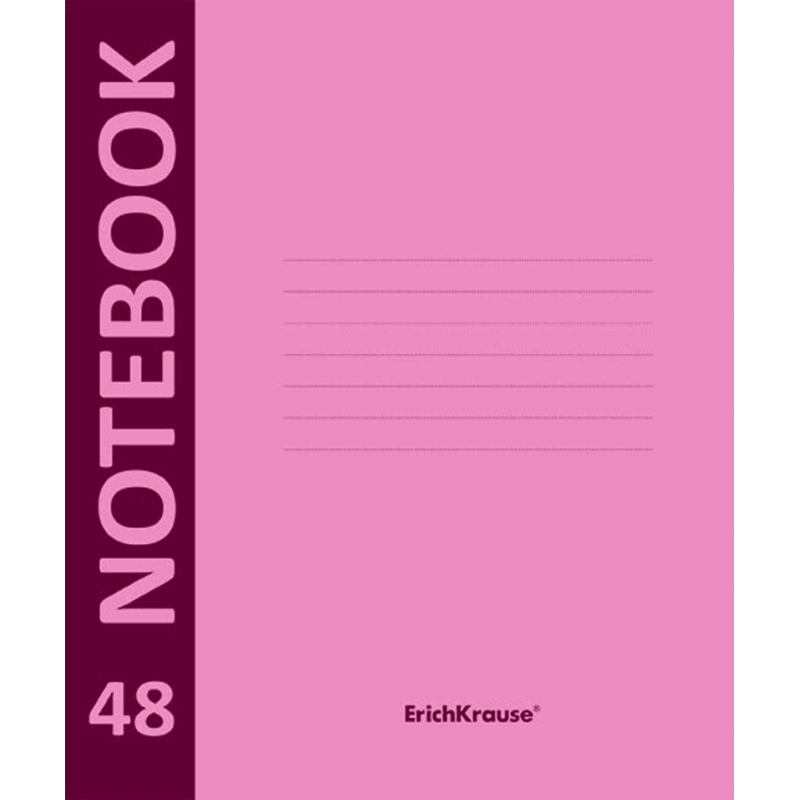 Тетрадь общая Erich Krause А5+ 48л клетк,скреп,пластикобл.Neon,розов. 46938