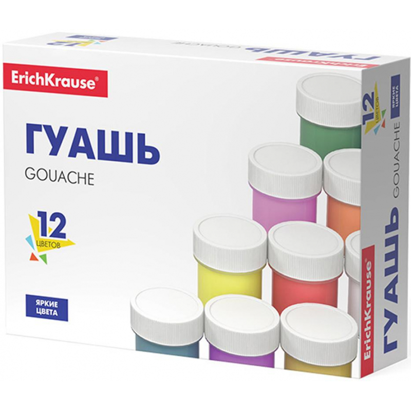 Гуашь ErichKrause Basic 12 цв., 17мл, 50544