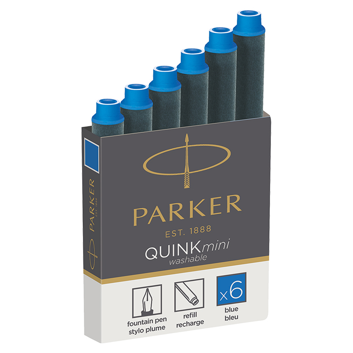 Картриджи чернильные Parker "Cartridge Quink Mini" синие, 6шт., картонная коробка