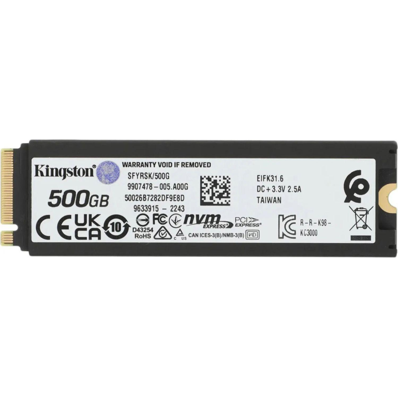 SSD накопитель Kingston (SFYRSK/500G) PCIe 4.0 x4 500GB Fury Renegade M.2