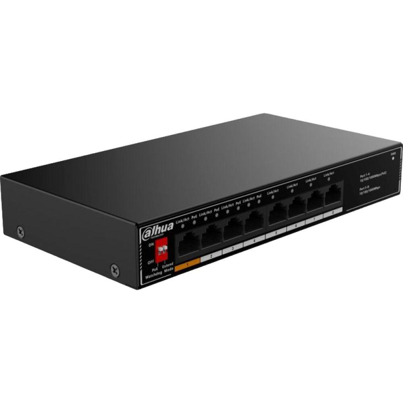 Коммутатор DAHUA DH-SG1008LP, PoE, 4xRJ45 1Gb PoE, 4xRJ45 1Gb, металл