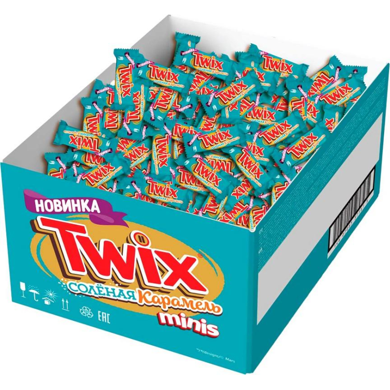 Шоколадный батончик Twix соленая карамель minis, 2,7кг/уп