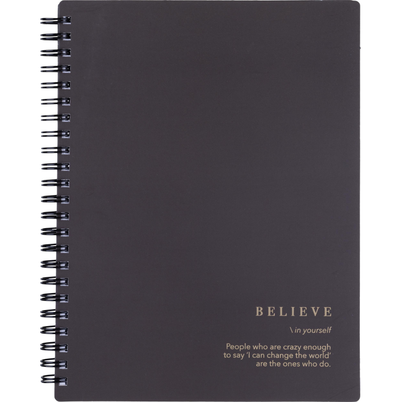 Тетрадь общая, BS, А5, 120л., клетка, спираль. Believe, черный N4200