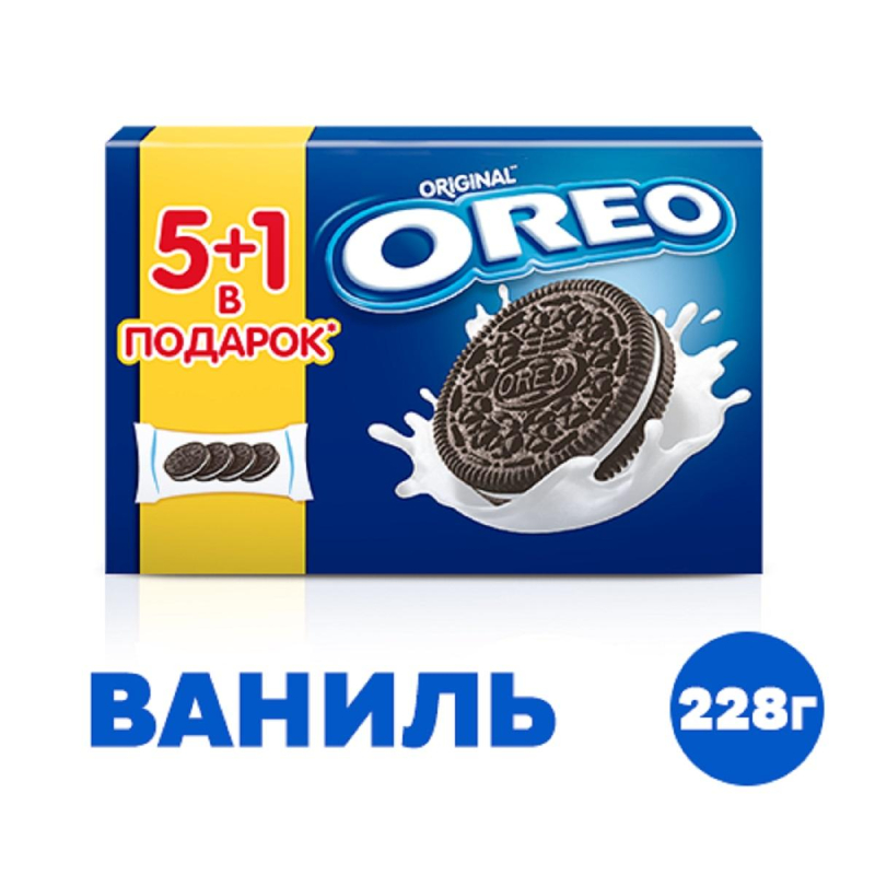 Печенье песочное Oreo с какао и начинкой с ванильным вкусом 228 г