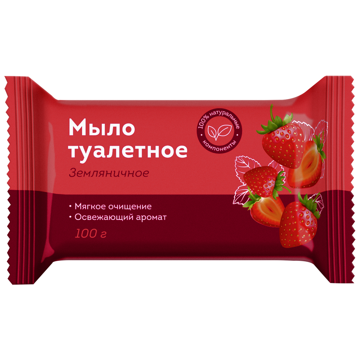 Мыло туалетное OfficeClean "Земляничное", флоу-пак, 100г.