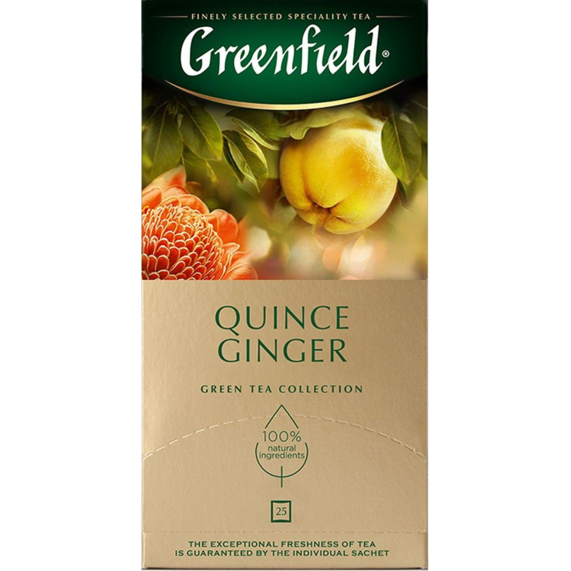 Чай Greenfield Quince Ginger зеленый с ароматом японской айвы и имбиря 25 пакетиков( Ком. ОПТ 109358