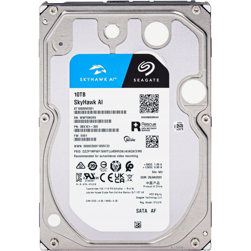 Жесткий диск Seagate SkyHawk AI 10TB, 3.5,7200RPM,SATA 256MB(ST10000VE001)