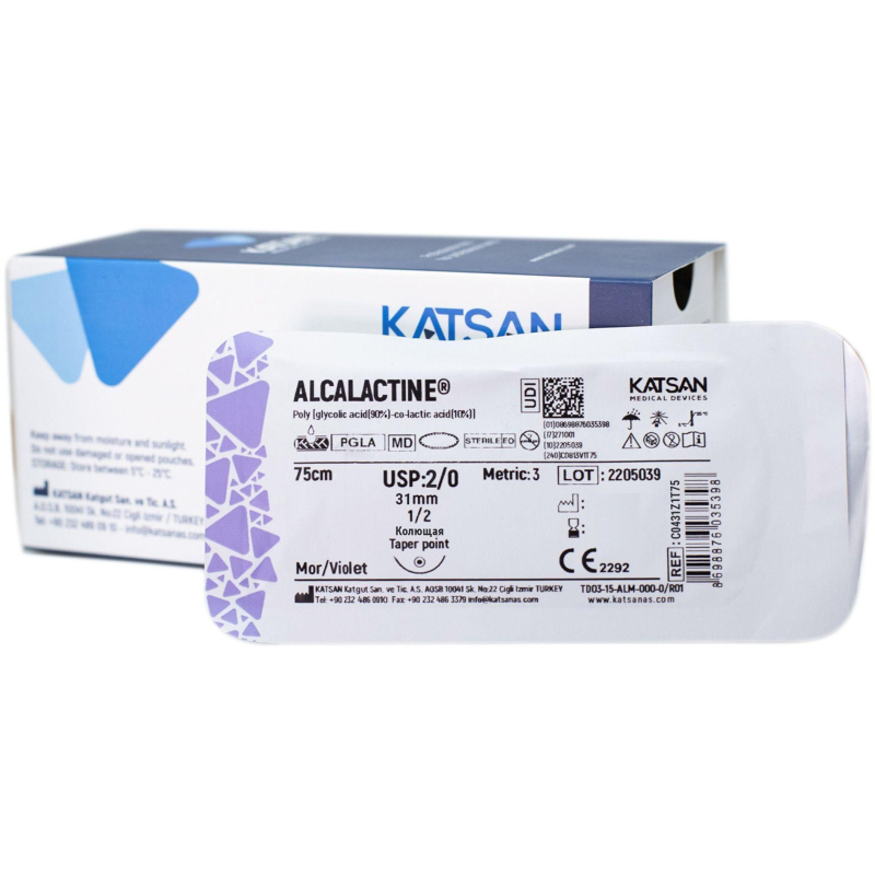 Шовный материал ALCALACTINE 2/0  31  1/2 TAPER POINT кол. 75 см уп/12 шт