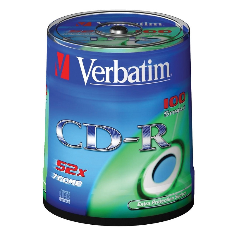 Носители информации Verbatim CD-R 700MB 52x CB/100 43411 Extra Protect