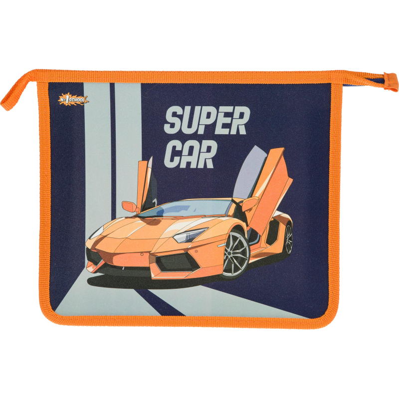 Папка для тетрадей  Super car,А5,молния, пластик, ПТ-713