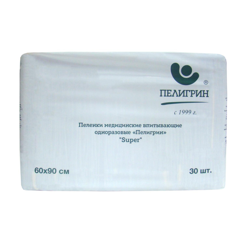 Пеленки впитывающие Пелигрин 60х90см, Super, 30шт/уп (М60х90/30S)