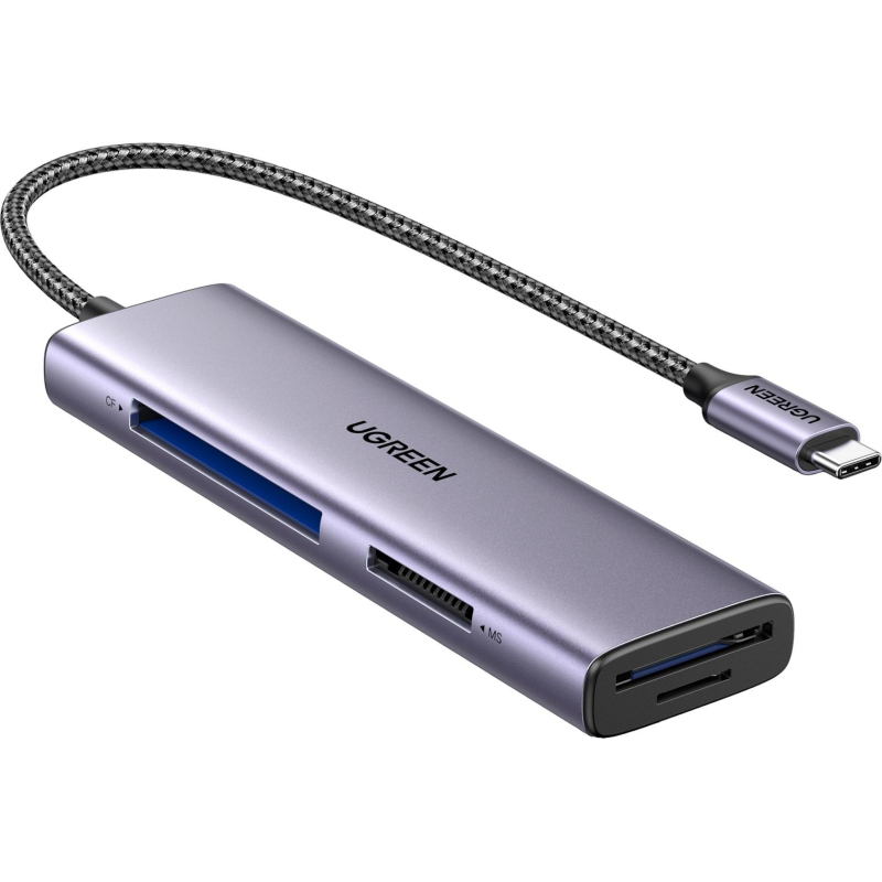 Картридер UGREEN CM627 (15307) 4-in-1 USB-C Card Reader. Цвет: серый