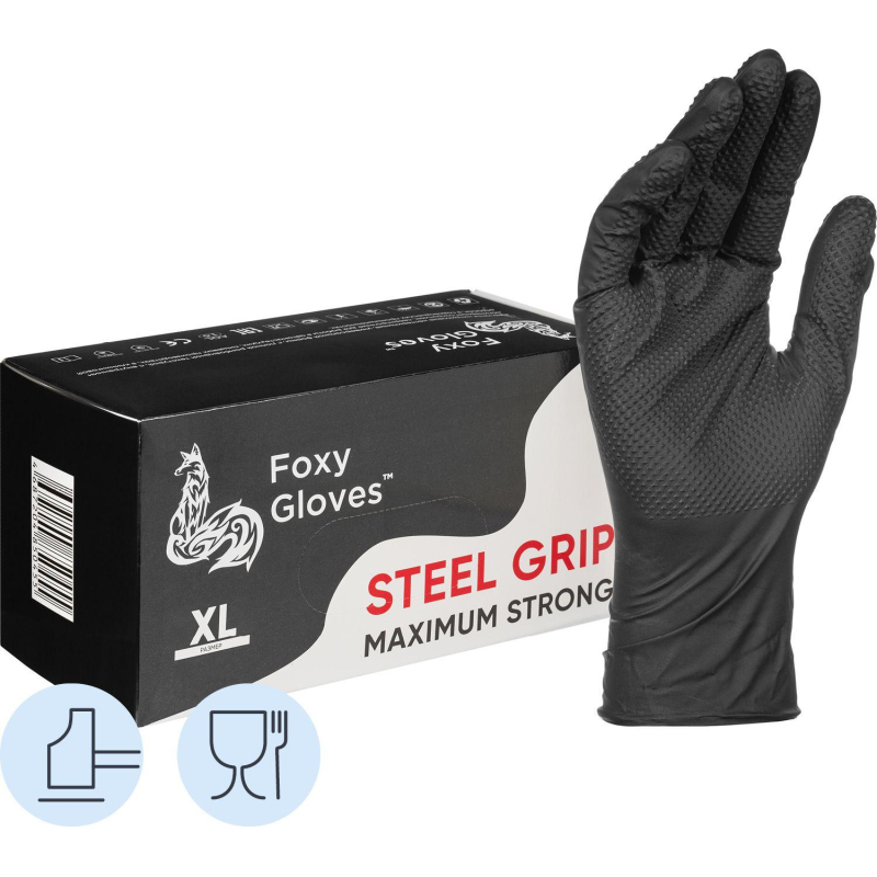 Перчатки одноразовые нитрил Steel Grip цв.черный (50 пар/уп)р.XL,ПС