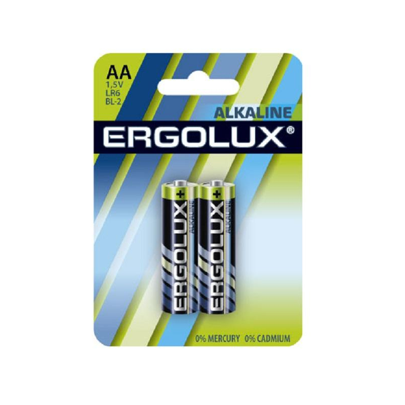 Батарейка Ergolux AA/LR 6 Alkaline BL-2 (LR 6 BL-2, 1.5В)(2 шт в уп.)