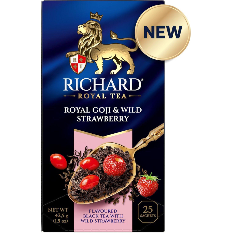 Чай Richard Royal Goji & Wild Strawberry черный с земляникой и ягодами годжи 25 пакетиков