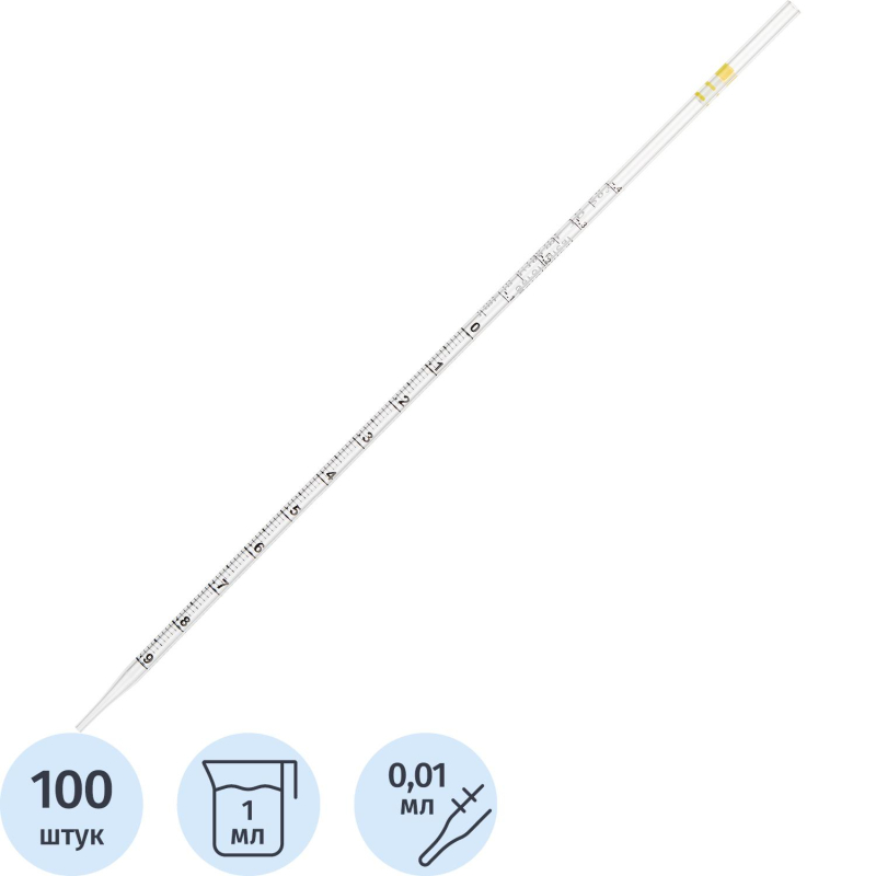 Пипетка серологическая 1 мл.стерильная,инд.уп., 100 шт/уп, 11000915
