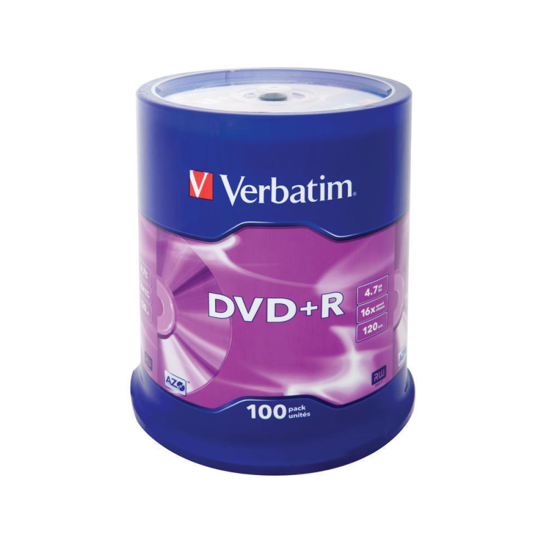 Носители информации Verbatim DVD+R 4,7Gb 16х Cake/100 43551