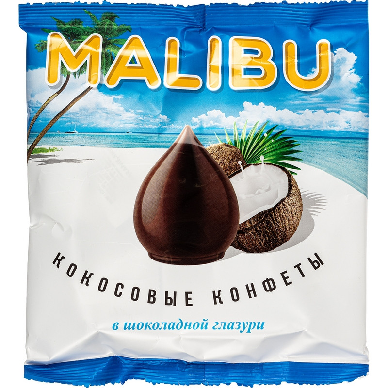 Конфеты Malibu кокосовые в шоколадной глазури, 140г