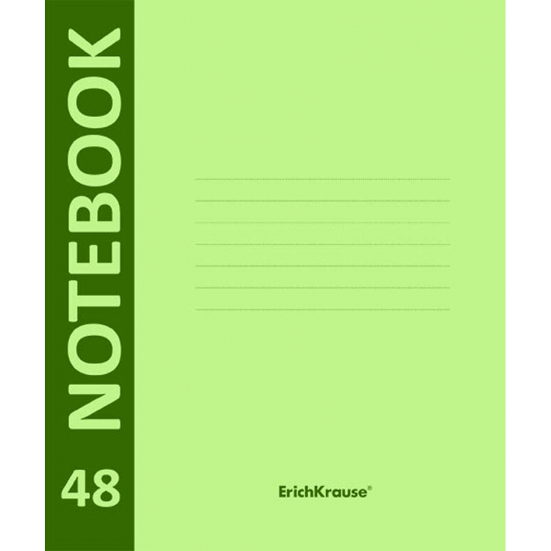 Тетрадь общая Erich Krause А5+ 48л клетк,скреп,пластикобл.Neon,зелен. 46935