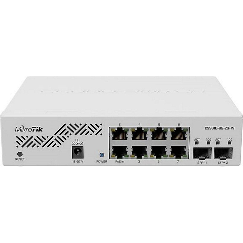 Коммутатор MikroTik CSS610-8G-2S+IN Cloud Smart Switch 8x1Gbit 2SFP+ наст