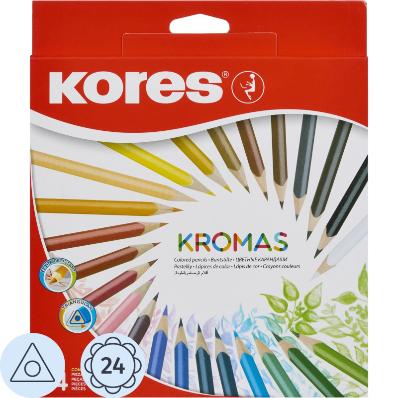 Карандаши цветные 24цв 3-гран Kores Kromas 93392