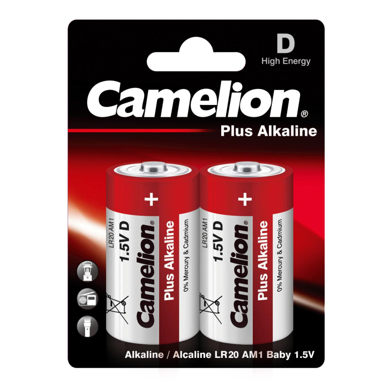 Батарейка Camelion Plus Alkaline 2шт/бл (LR20-BP2, 1.5В) (1654)